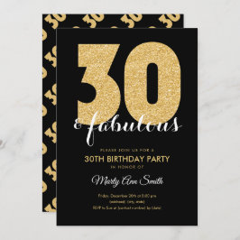 Invitación Moderno Purpurina Gold 30 y fabulosa fiesta de cum