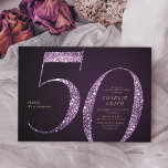 Invitación Moderno purpurina minimalista púrpura 50 años<br><div class="desc">La moderna invitación minimalista para la fiesta de 50 años cuenta con el elegante purpurina falso púrpura número 50 y los detalles de su fiesta en un estilo serif clásico de oro con fondo morado profundo, sencillo y elegante, gran sorpresa para adultos invitando al cumpleaños. el color de fondo puede...</div>