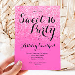 Invitación Moderno purpurina rosa brillante oscuro dulce 16<br><div class="desc">Una moderna ducha purpurina rosa claro y brillante oscura con un bloque de color rosa neón Invitación a la fiesta de 16 años dulce . Perfecto para una princesa Dulce.</div>