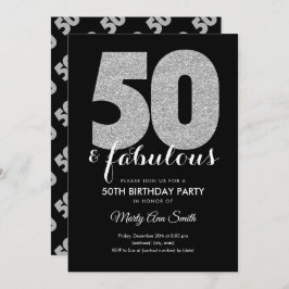 Invitación Moderno Purpurina Silver 50 y fabulosa fiesta de c
