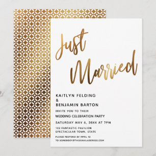 Invitación Moderno Recién Casado Recepción Escritura a Mano e