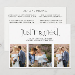 Invitación Moderno Recién Casados Solo Recepción de 4 Fotos