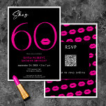 Invitación Moderno Red Lips de 60 años QR<br><div class="desc">Moderna y moda, esta invitación de cumpleaños declara, "ella tiene 60 años" y combina el clásico blanco y negro con acentos de rojo brillante, con un lúgubre par de labios. Su diseño mínimo es un diseño simple y divertido para celebrar el cumpleaños del hito. La parte posterior contiene un área...</div>