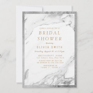 Invitación Moderno regalo de ducha nupcial de mármol plateado