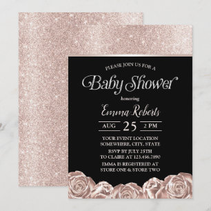 Invitación Moderno Relieve metalizado de lujo Baby Shower Ros