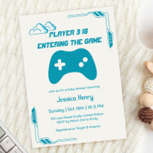 Moderno reproductor de videojuegos 3 Baby Shower d