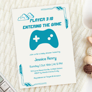 Invitación Moderno reproductor de videojuegos 3 Baby Shower d