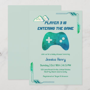 Invitación Moderno reproductor de videojuegos de 1974 Baby Sh