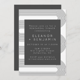 Invitación Moderno resumen de Black White Lines ensayo Cena