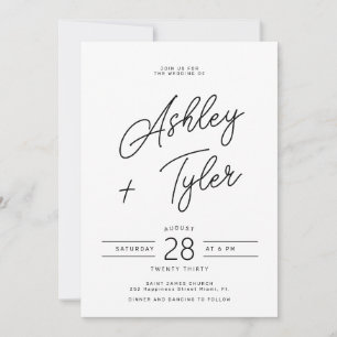 Invitación Moderno retro caprichoso guion todo en una boda