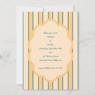 Invitación Moderno Retro Coral y Verde 