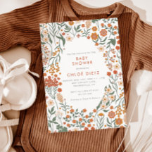 Moderno retro Groovy Naranja quemado Baby Shower