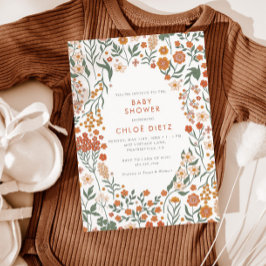Invitación Moderno retro Groovy Naranja quemado Baby Shower