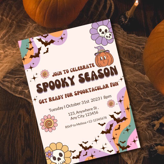 Invitación Moderno retro Groovy Spooktacular Fun Halloween (Subido por el creador)