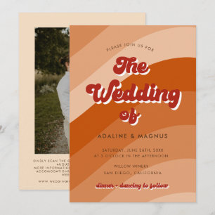 Invitación Moderno retro Naranja arcoiris Boda de fotografía