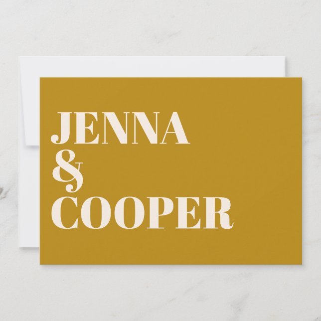 Invitación Moderno Retro Negrita Tipo Goldenrod & Linen Boda (Anverso)