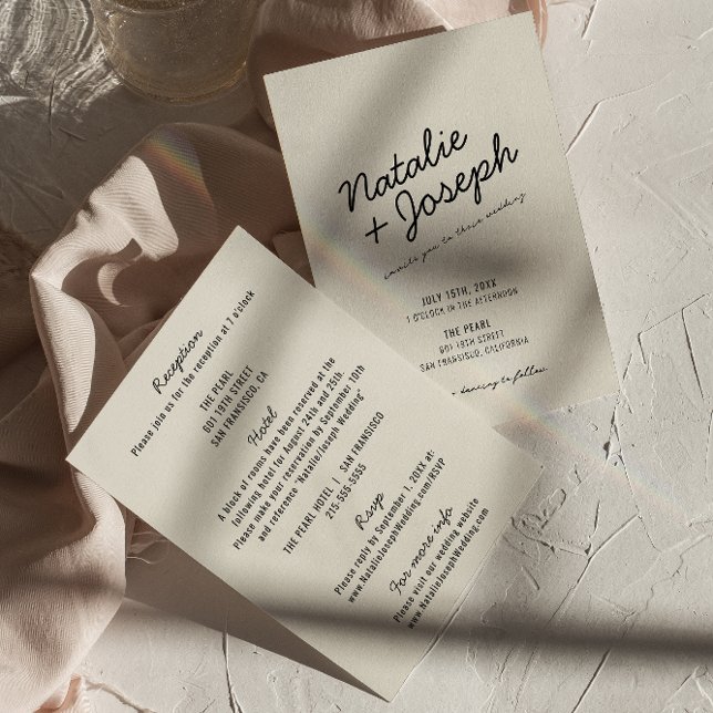 Invitación Moderno Retro Negro Whimsical Todo En Un Boda (Subido por el creador)