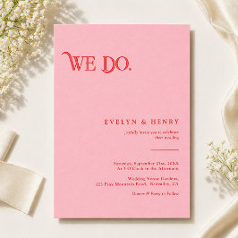 Invitación Moderno Retro Rosa y Rojo Nosotros Hacemos Boda