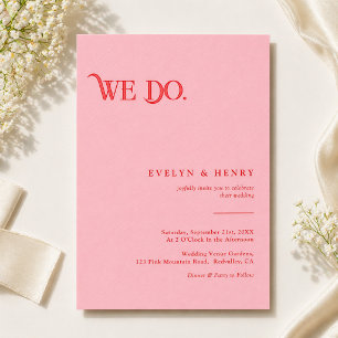 Invitación Moderno Retro Rosa y Rojo Nosotros Hacemos Boda