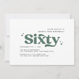 Invitación Moderno retro sage verde mínimo cumpleaños 60