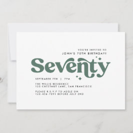 Invitación Moderno retro sage verde mínimo cumpleaños 70