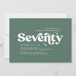Invitación Moderno retro sage verde mínimo cumpleaños 70
