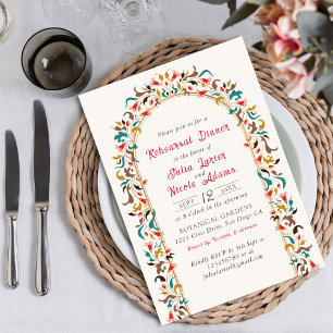 Invitación Moderno Romántico Elegante Ensayo Floral Cena