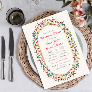 Invitación Moderno Romántico Elegante Ensayo Floral Cena