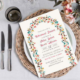 Invitación Moderno Romántico Elegante Ensayo Floral Cena