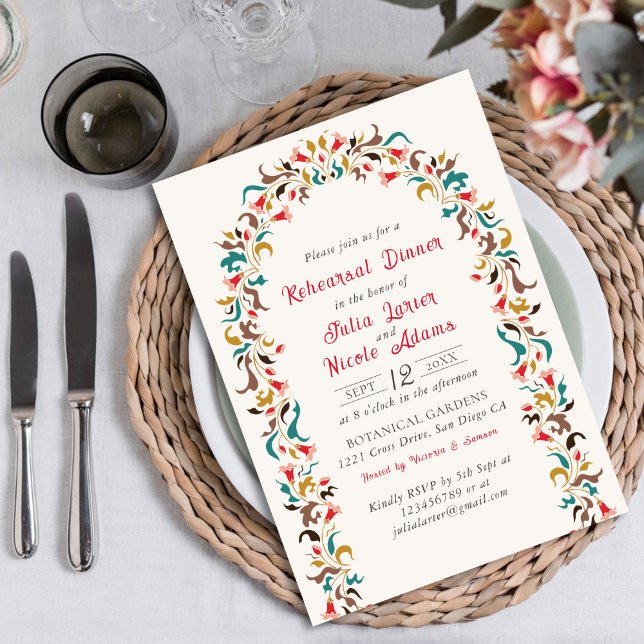Invitación Moderno Romántico Elegante Ensayo Floral Cena (Subido por el creador)
