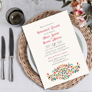 Invitación Moderno Romántico Elegante Ensayo Floral Cena