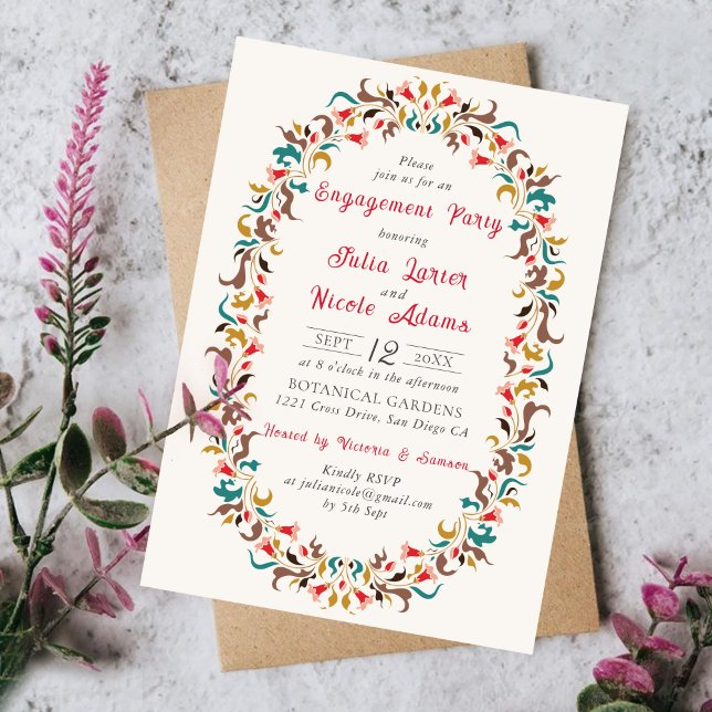 Invitación Moderno Romántico Elegante Partido de Compromiso F (Subido por el creador)