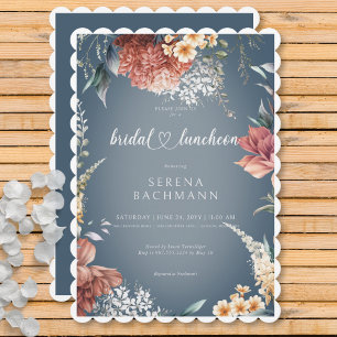 Invitación Moderno Romántico Jardín Floral Azul Bridal Lunche