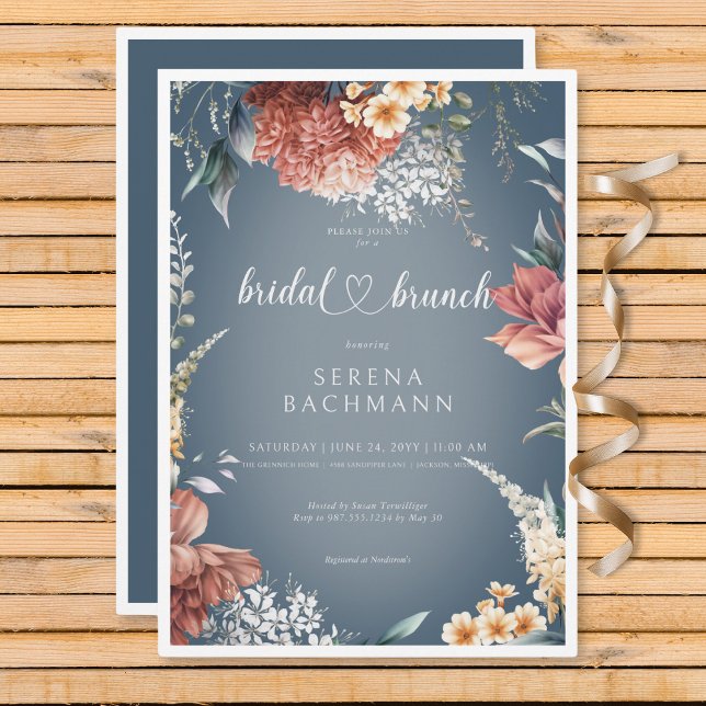 Invitación Moderno Romántico Jardín Floral Bridal Brunch (Modern Romantic Garden Floral Bridal Brunch Invitation)