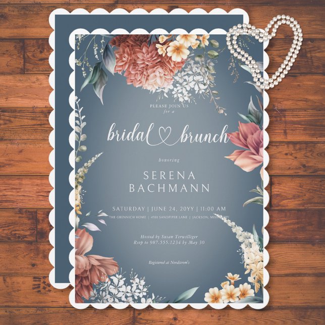 Invitación Moderno Romántico Jardín Floral Bridal Brunch (Modern Romantic Garden Floral Bridal Brunch Invitation)
