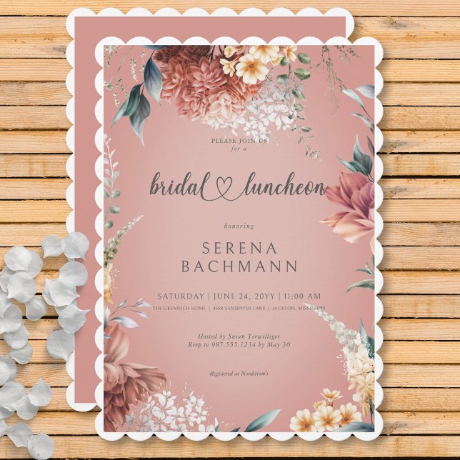 Invitación Moderno Romántico Jardín Floral Bridal Luncheon (Modern Romantic Garden Floral Bridal Luncheon Invitation)