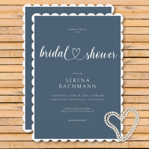 Invitación Moderno Romántico Minimal Blue Bridal Shower