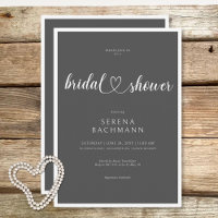 Moderno Romántico Minimal Gray Bridal Shower