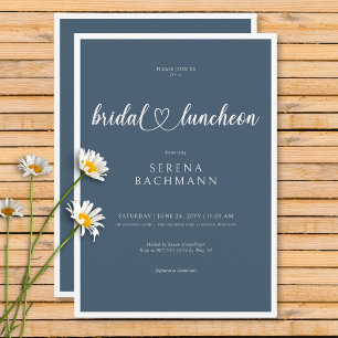 Invitación Moderno Romántico Mínimo Azul Bridal Luncheon