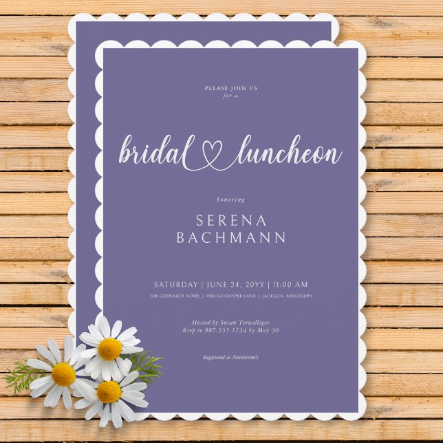Invitación Moderno Romántico Mínimo Lavanda Nodal Luncheon (Modern Romantic Minimal Lavender Bridal Luncheon Invitation)