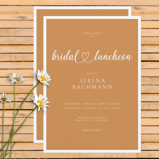 Invitación Moderno Romántico Mínimo Rust Bridal Luncheon (Modern Romantic Minimal Rust Bridal Luncheon Invitation)