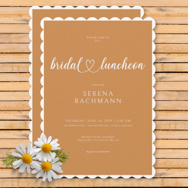 Invitación Moderno Romántico Mínimo Rust Bridal Luncheon (Modern Romantic Minimal Rust Bridal Luncheon Invitation)
