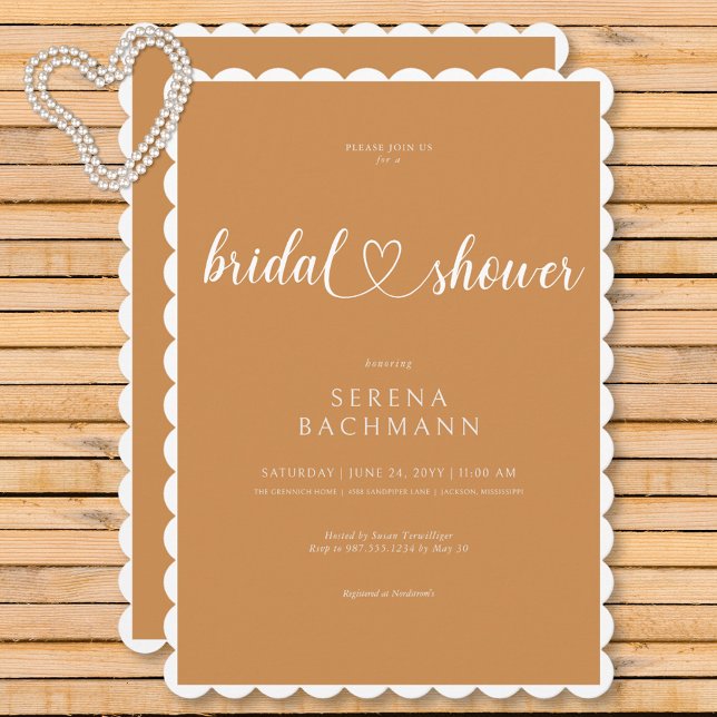 Invitación Moderno Romántico Mínimo Rust Bridal Shower (Modern Romantic Minimal Rust Bridal Shower Invitation)