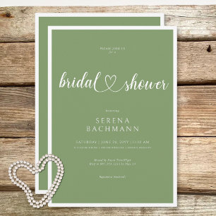 Invitación Moderno Romántico Mínimo Sage Green Bridal Shower