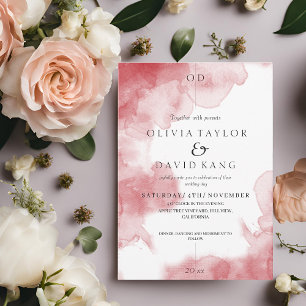 Invitación Moderno Romántico suave acuarela Borgoña Boda