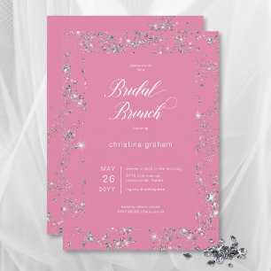 Invitación Moderno Ropa de Glam Rosa Diamond Frame Bridal Bru