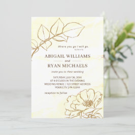 Invitación Moderno Rosa beige amarillo arte Boda cristiano