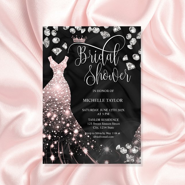 Invitación Moderno Rosa de Chick Purpurina de oro Vestido Bod (Subido por el creador)