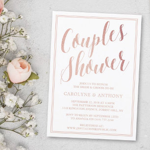 Invitación Moderno Rosa de Moda Relieve metalizado dorado Par