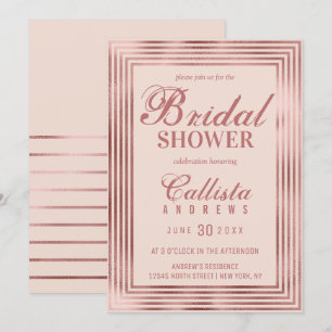 Invitación Moderno Rosa Dorado Banda Rosa Fronteriza Ducha Br